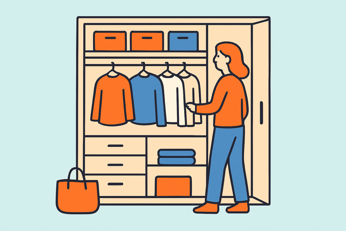 Walk-in closet -vaatehuone – tilantarve ja pohja